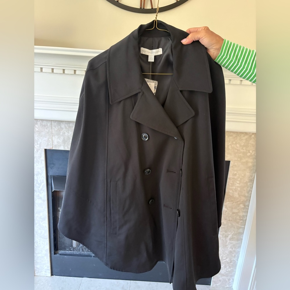 New York & Company Black Double-Breasted Cape Coat — NWT